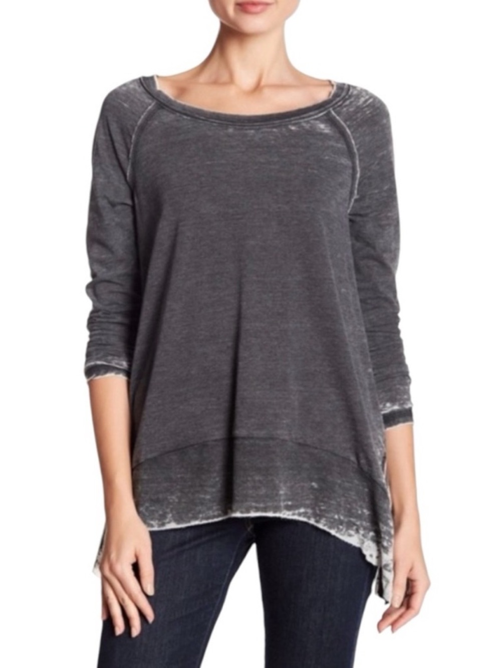Melrose and Market Dark Grey Long Sleeve T-Shirt Size Medium